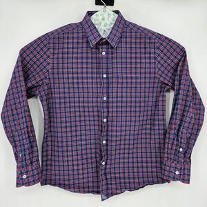 Untuckit Shirt Mens Extra Large Button Up Casual Preppy Plaid Red Blue XL‎